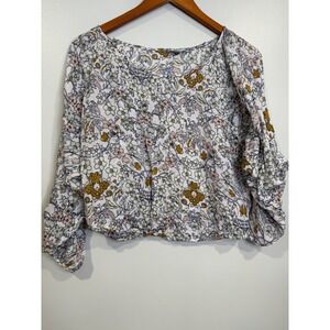 Ecote Womens Floral Top Large Whimsical Boho Cottagecore Soft Romantic Prairie